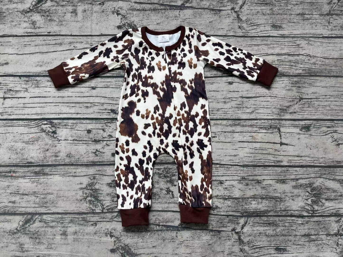 Baby Cowhide Zip Romper