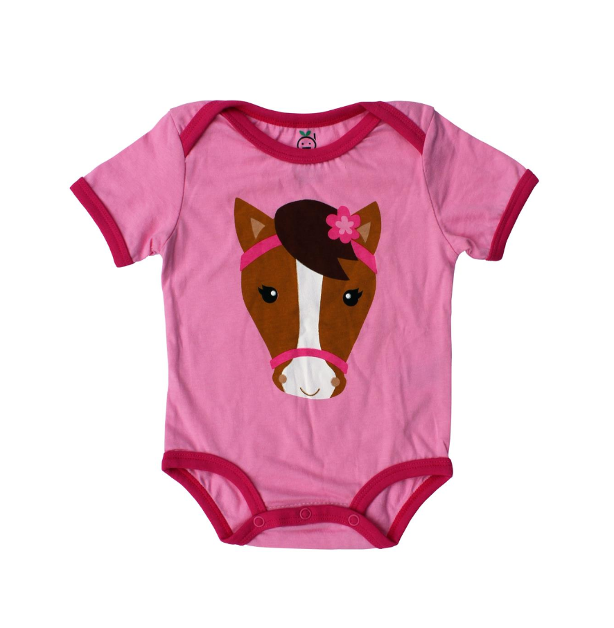 Pink Horse Baby Western Bodysuit: 12M
