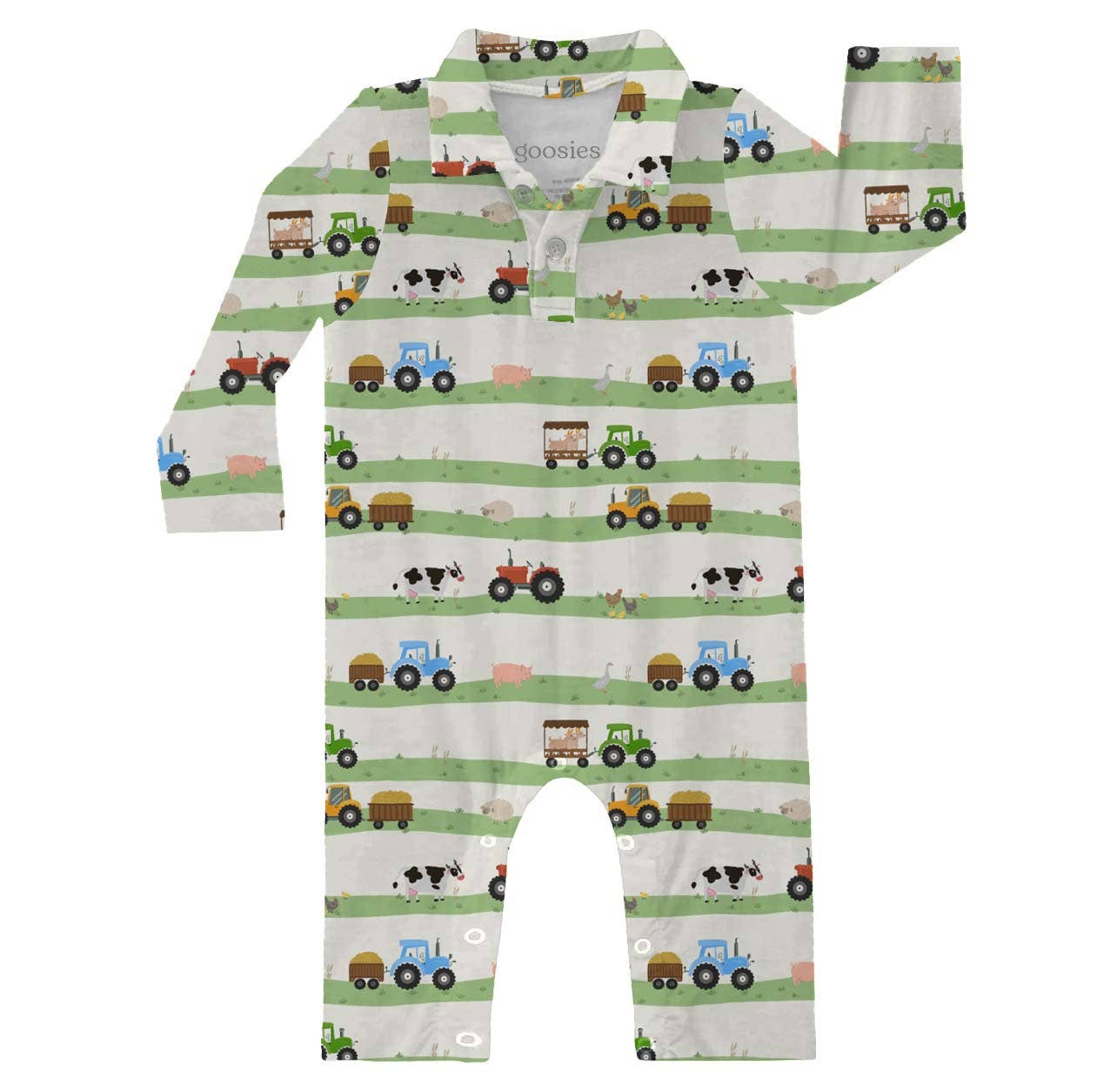 Farm Stripes - LS Polo Romper