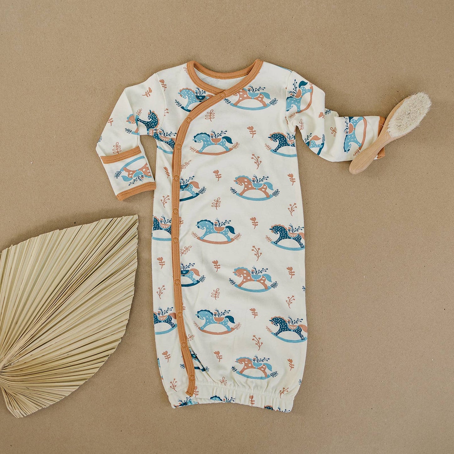 Organic Cotton Gown - Rocking Horse: 0-3