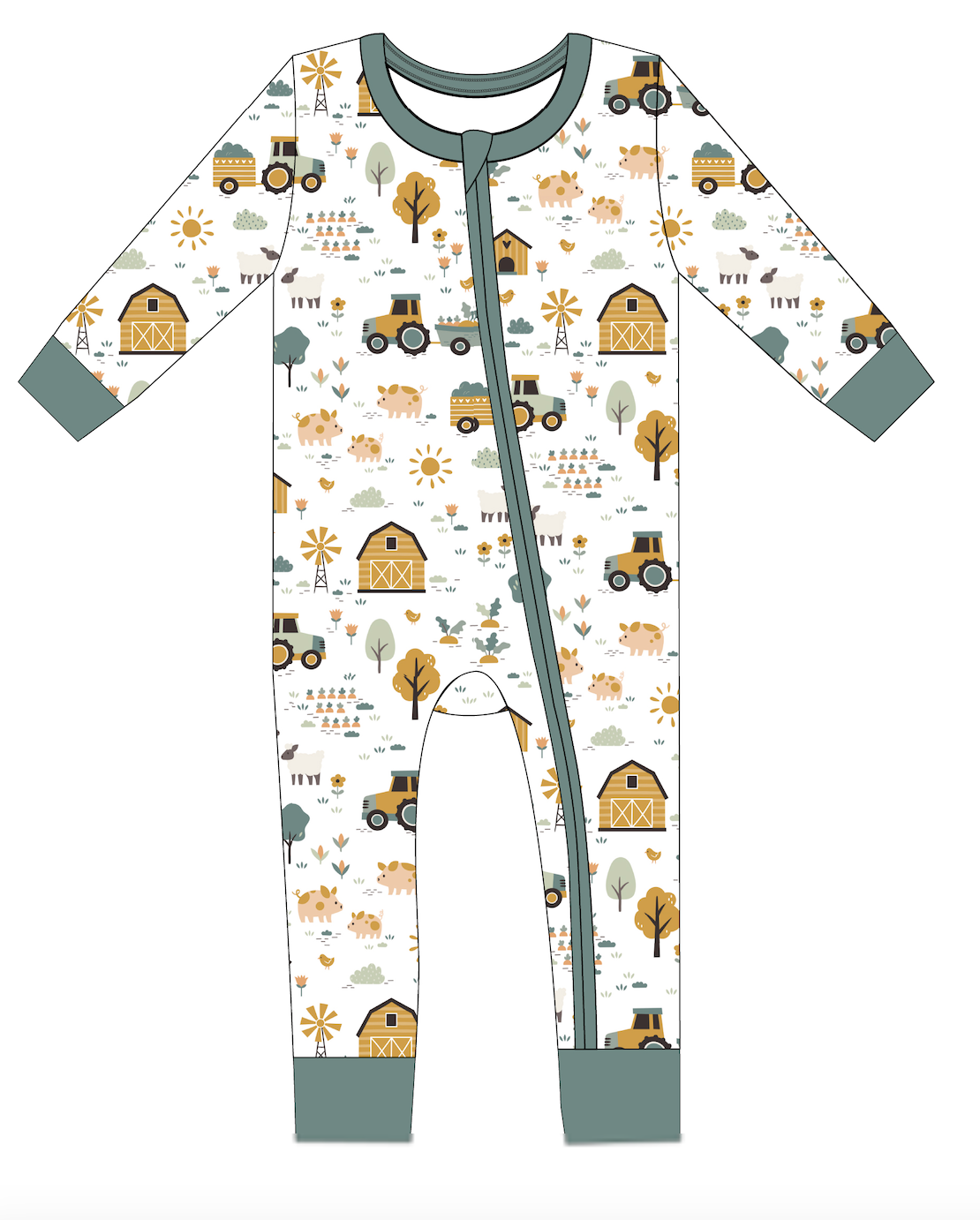Baby Bamboo Pajamas - Bamboo Sleeper - Sawyer - Farm Friends: 3-6m