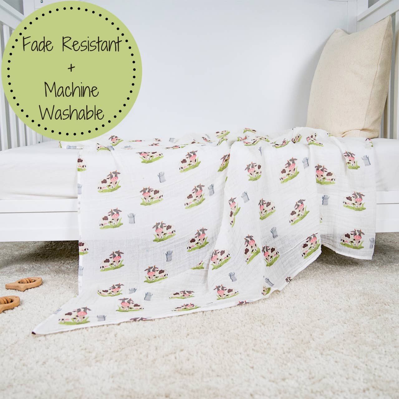 Moo Moo Here Farm Theme Baby Swaddle Blanket