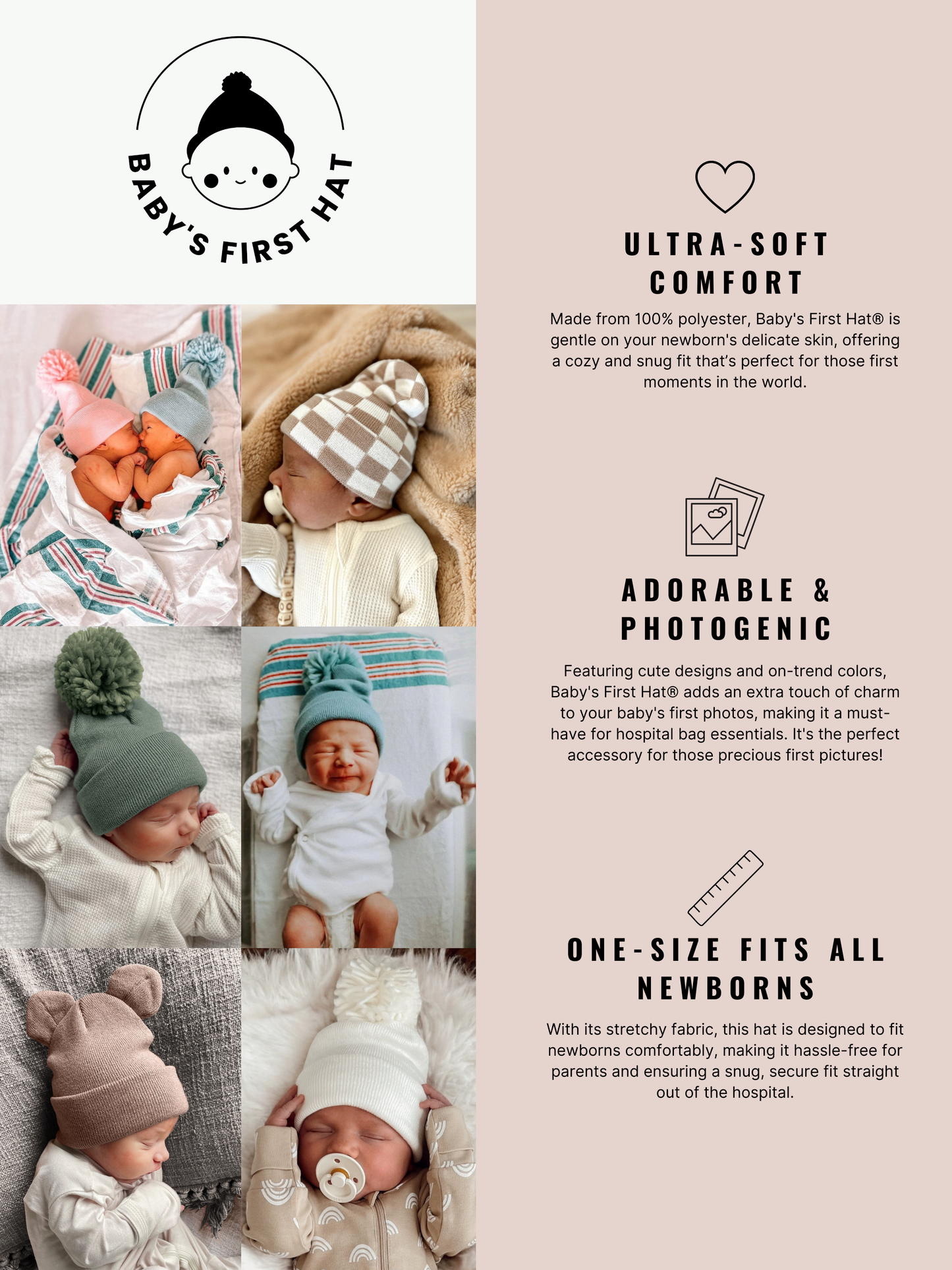 Baby's First Hat®, Petal Pink Star Tulle Bow