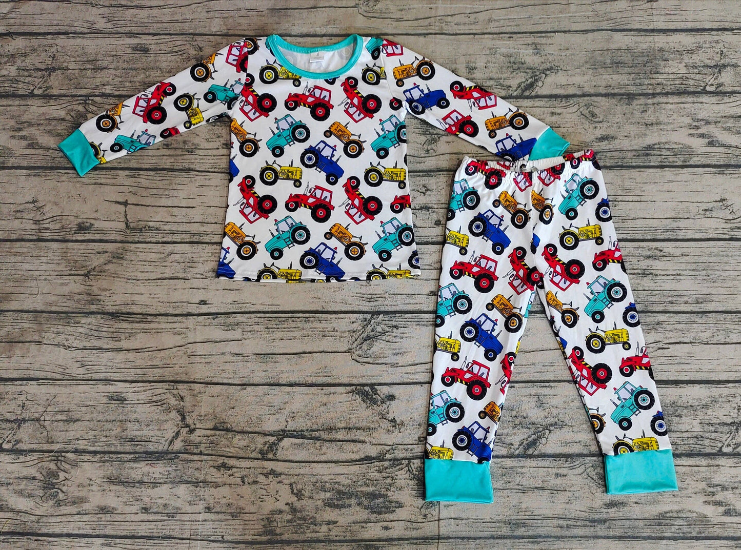 Baby Boys Farm Tractors Bamboo Pajamas