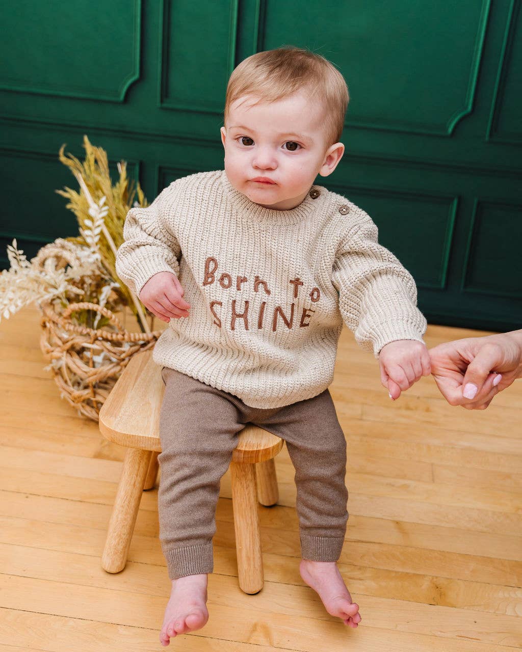 Pocket Sweater Knit Baby Legging Pants (Organic Cotton): Natural / 6-12M