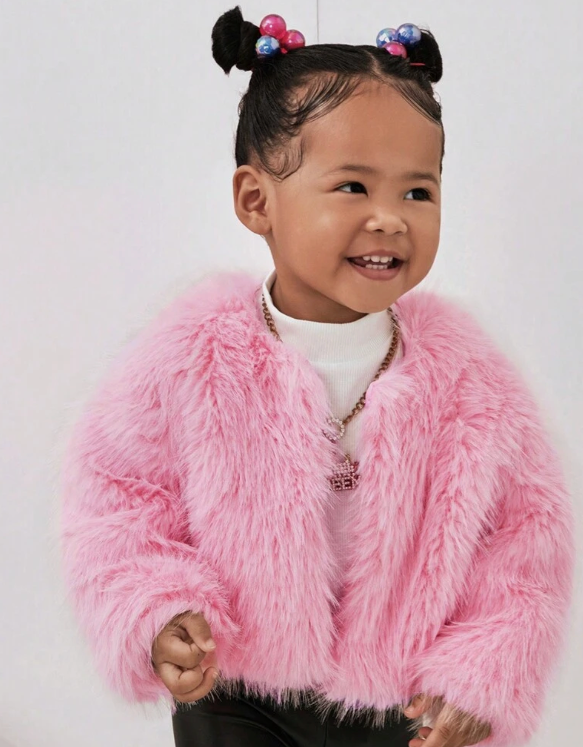 Girls Fleece Pink Fur Jacket
