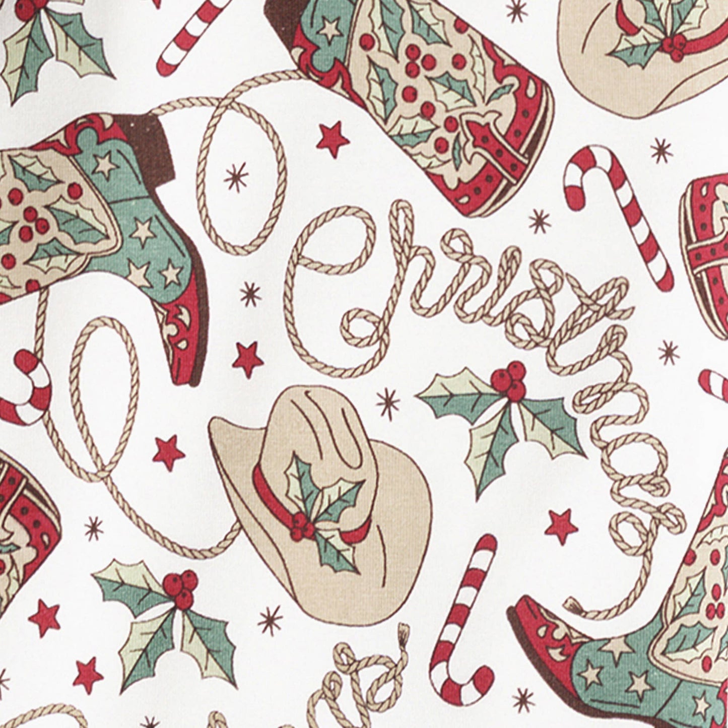 Western Christmas Family Matching Bamboo Pajamas - Cowboy: Romper Baby NB