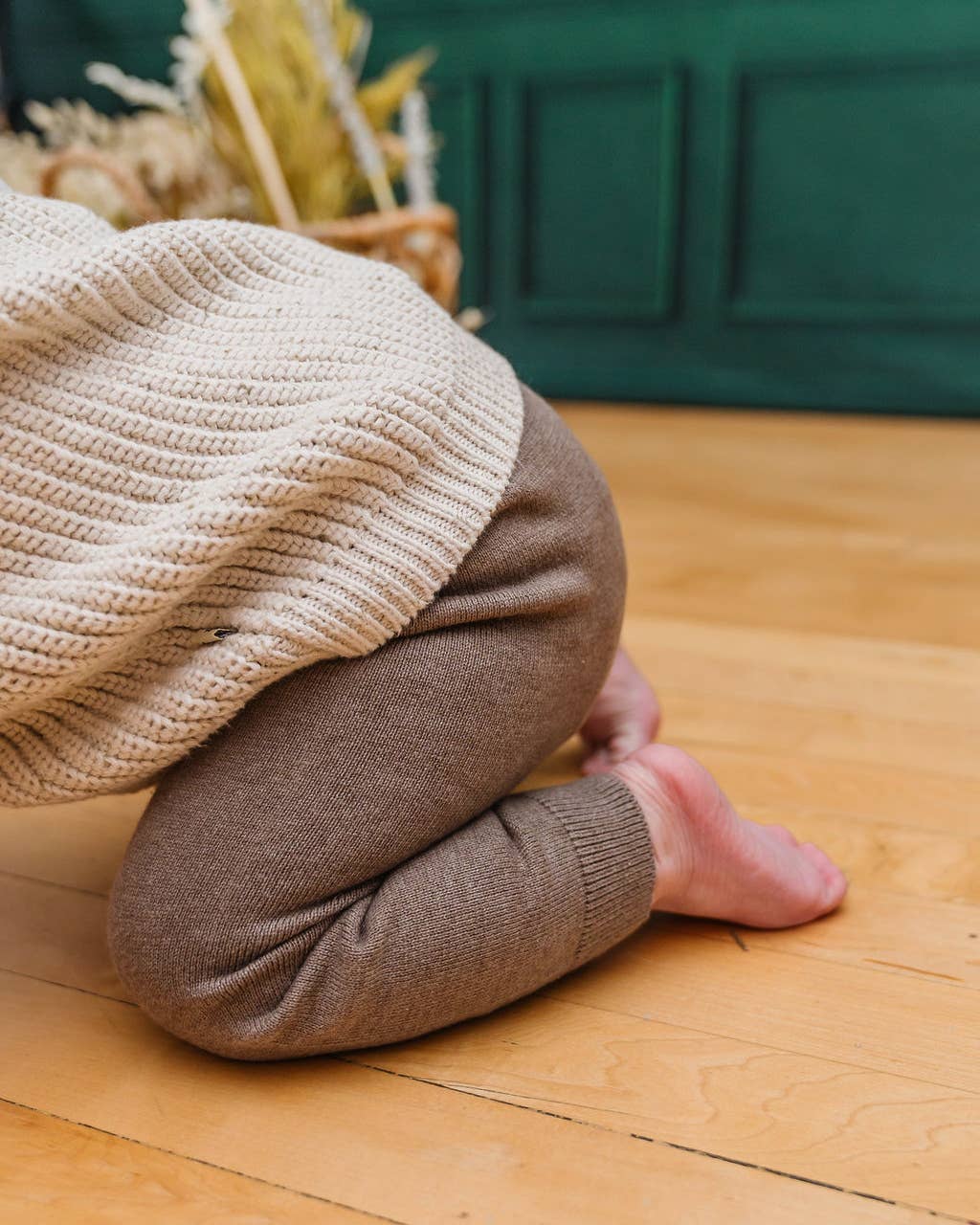 Pocket Sweater Knit Baby Legging Pants (Organic Cotton): Natural / 6-12M