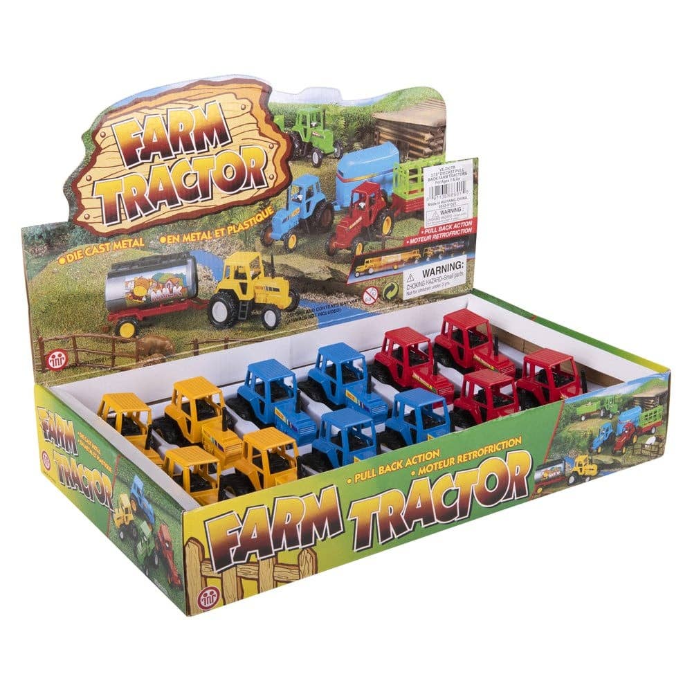 3.75" DIE-CAST PULL BACK FARM TRACTORS LLB Car Toys