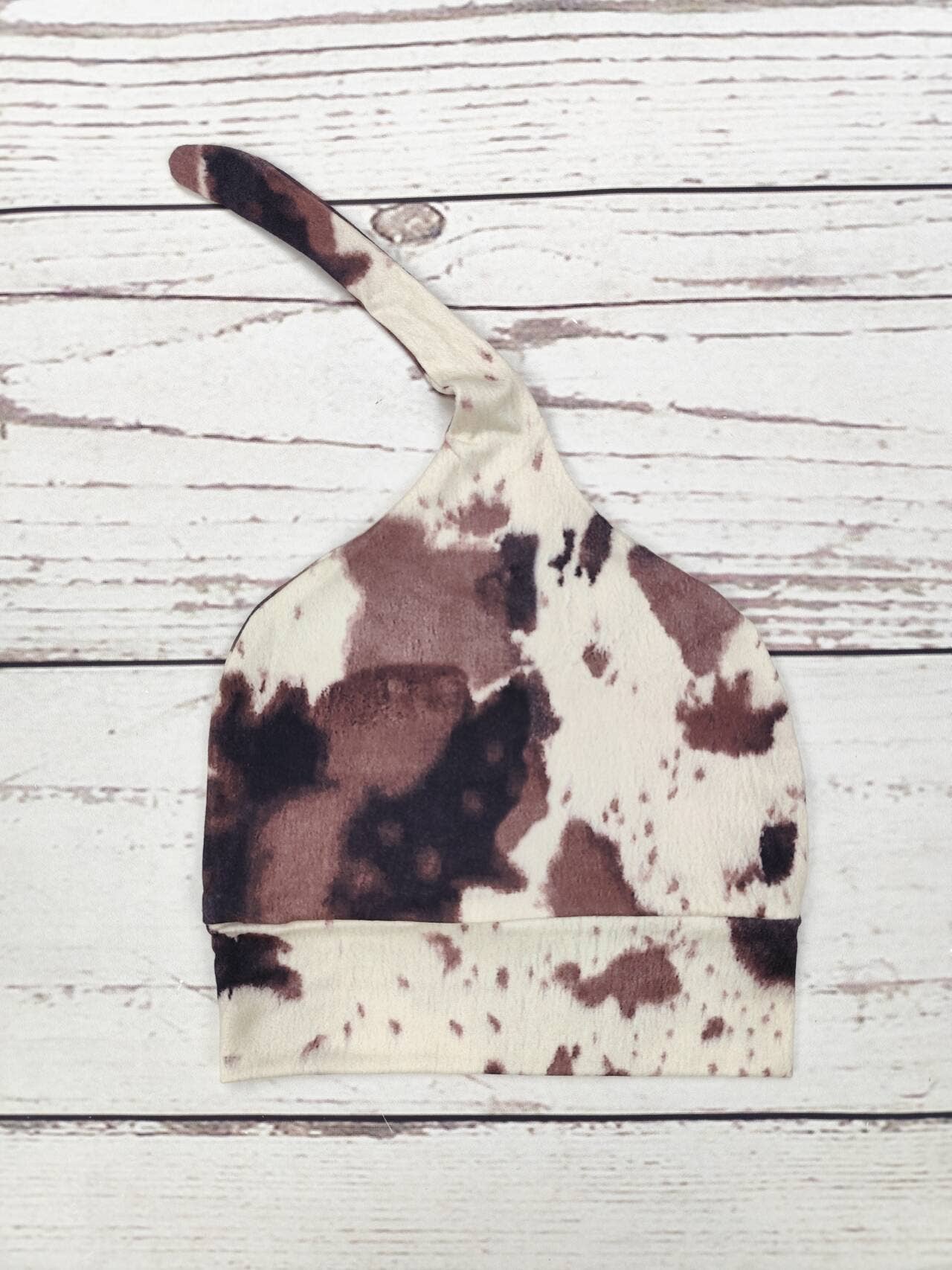 Brown Cows Printed Infant Babygown With Hat: Babygown