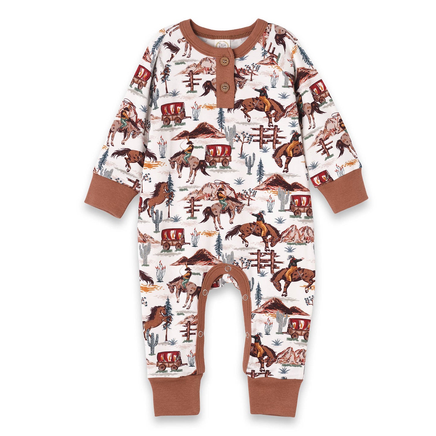 Western Spirit Baby Boy's Bamboo Henley Romper: 3-6M