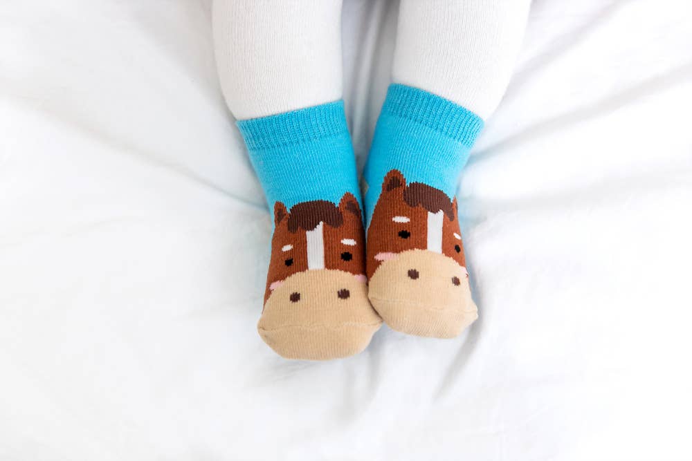 Horse Zoo Baby Animal Socks Horses: Blue / S (18M~3T)
