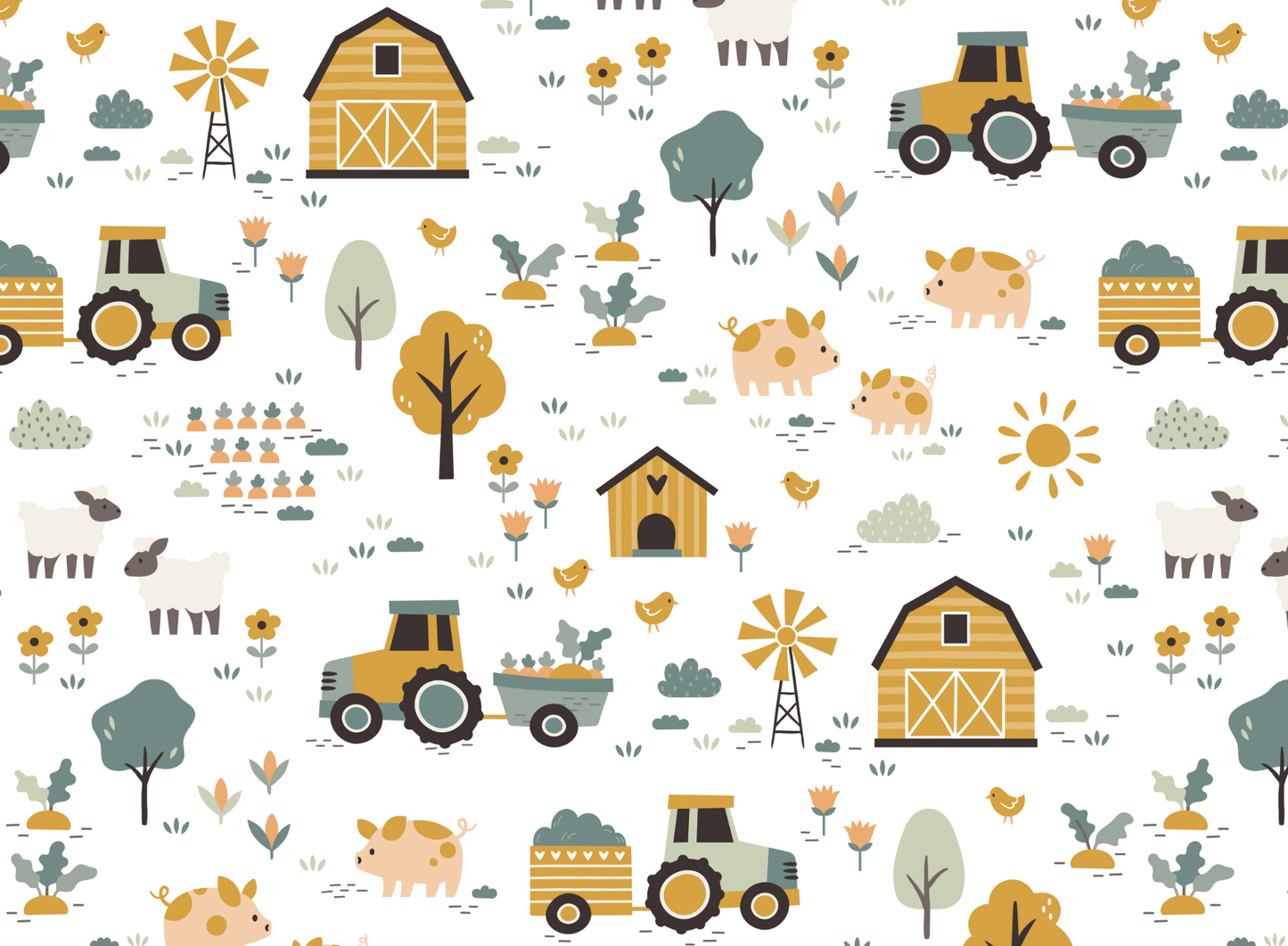 Baby Bamboo Swaddle Blanket Baby Gift  -Farm Friends