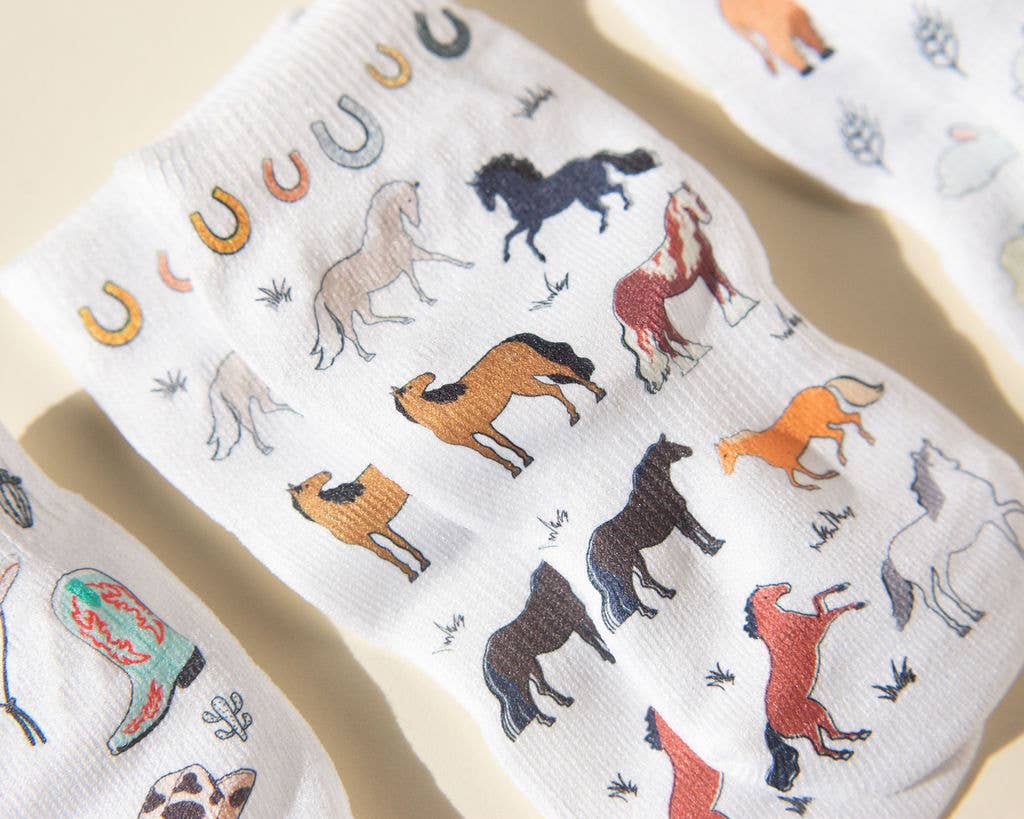 Cowboy - Non-Slip Baby Socks with Horses, Boots, Hats, Farm : 12 - 24M