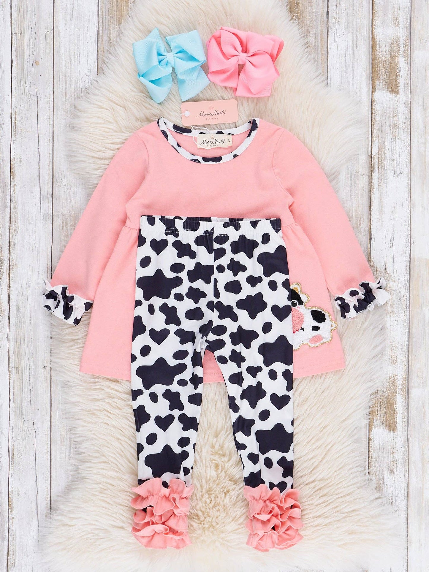 Coral Chenille Cow Outfit: M(3yrs)