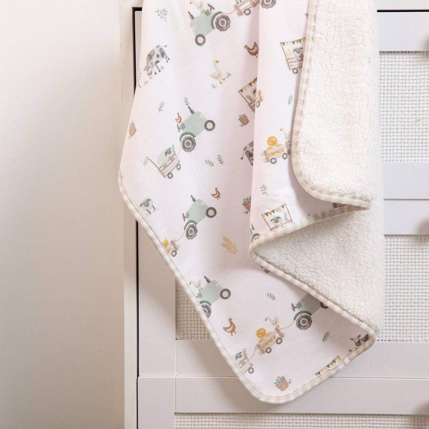 Premium Cotton Baby Blanket w/ Plush Lining | Tractor Ride