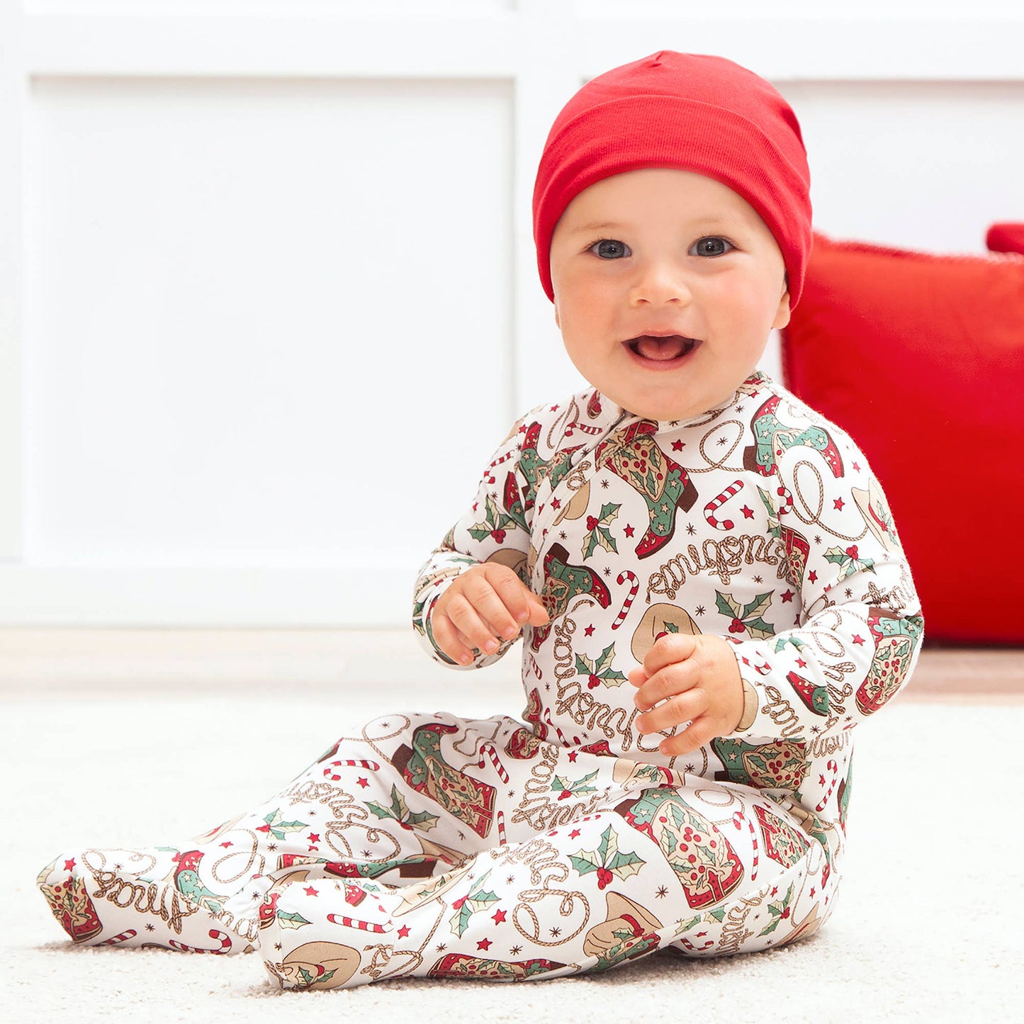 Western Christmas Family Matching Bamboo Pajamas - Cowboy: PJ Set Children 18-24M