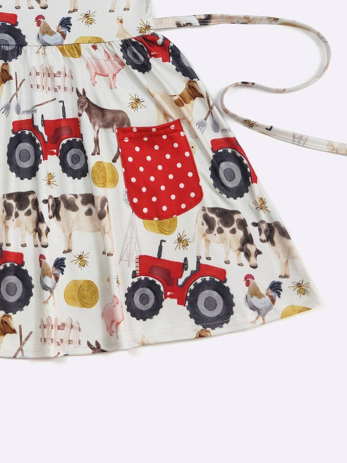 Red Tractor Farm Girls Dress: 5/6yrs