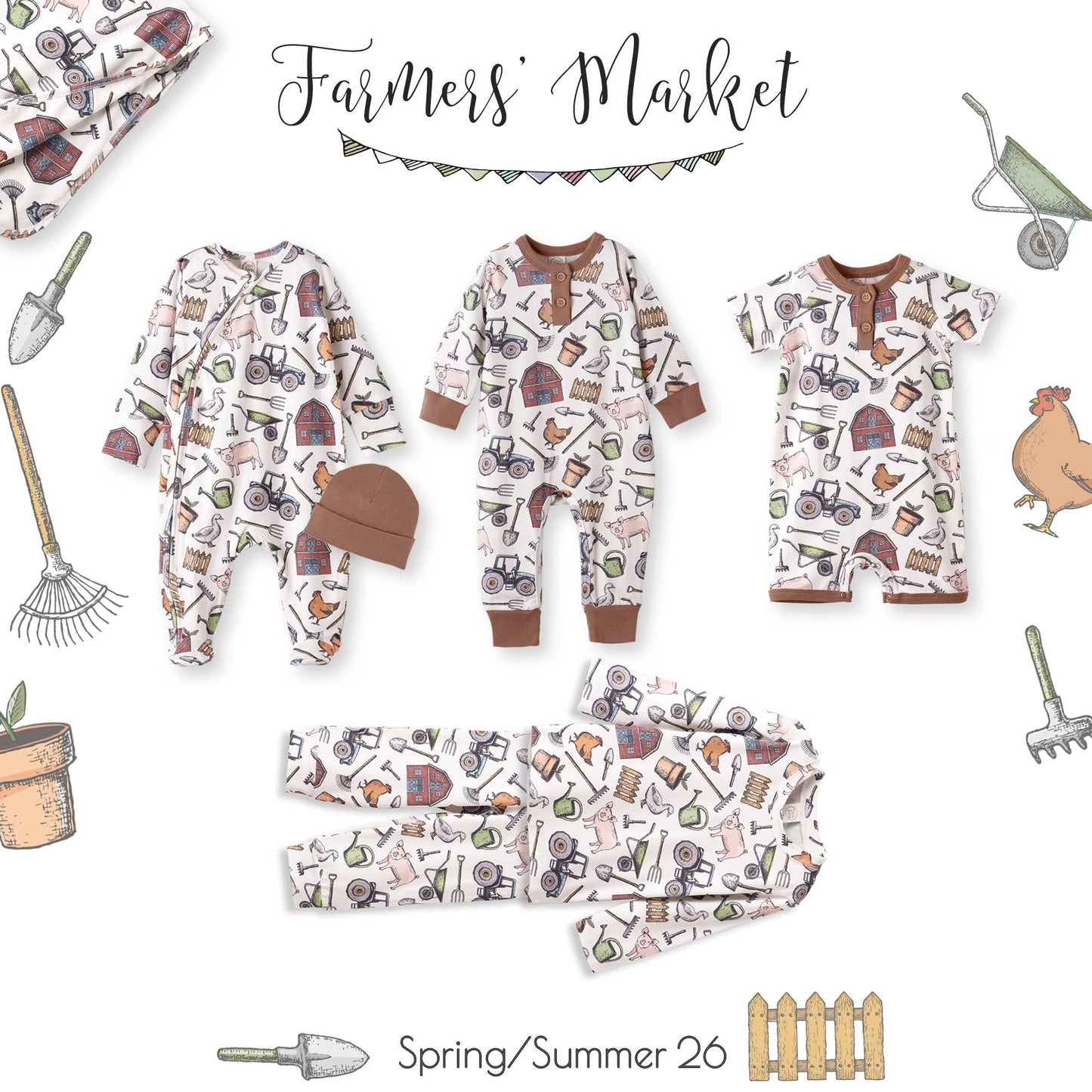 Farmer's Market Baby Zipper Romper Bamboo One-Piece