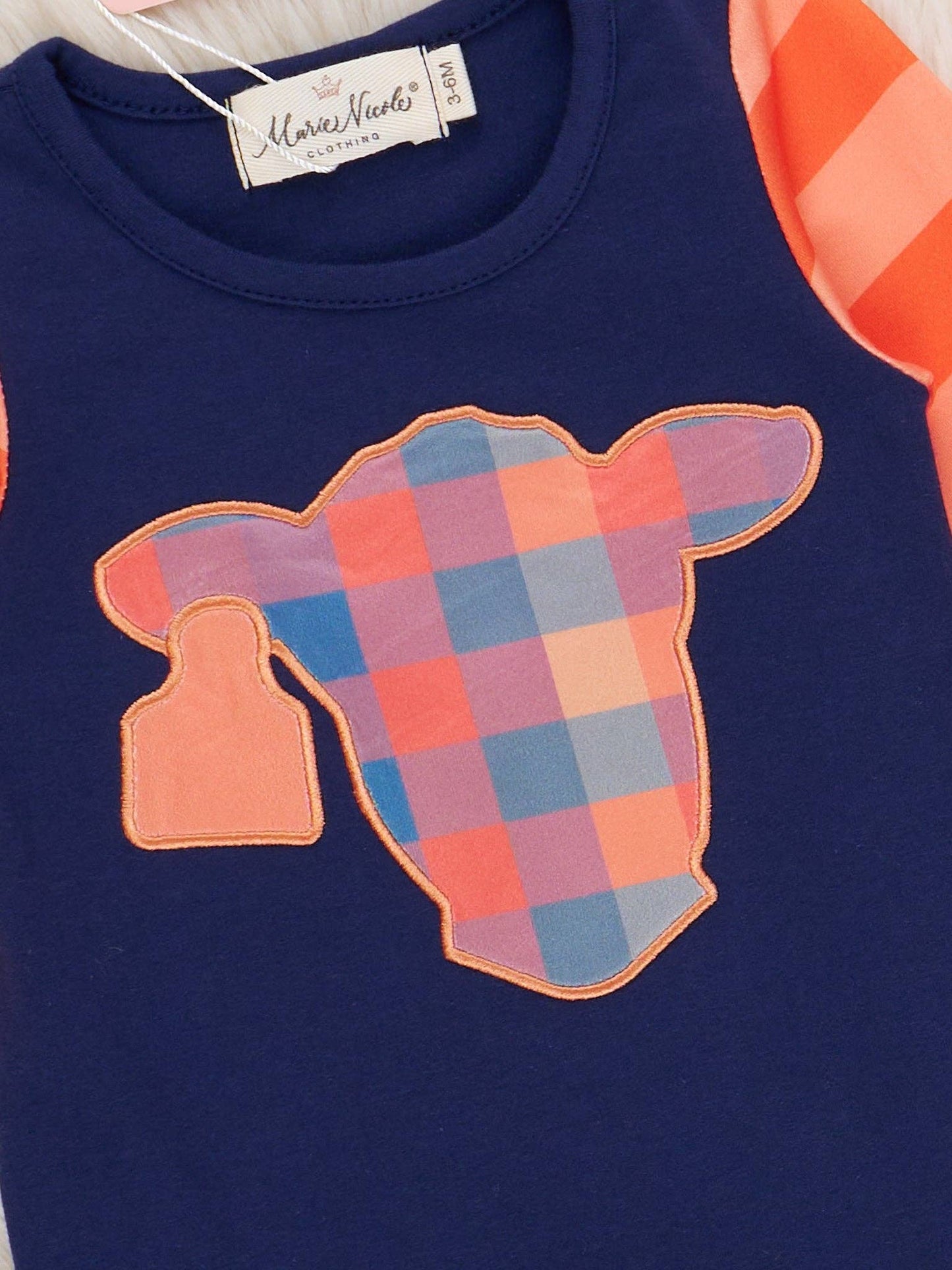 Plaid Pastures Cow Embroidered Ruffle Romper