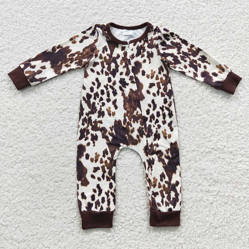 Baby Cowhide Zip Romper