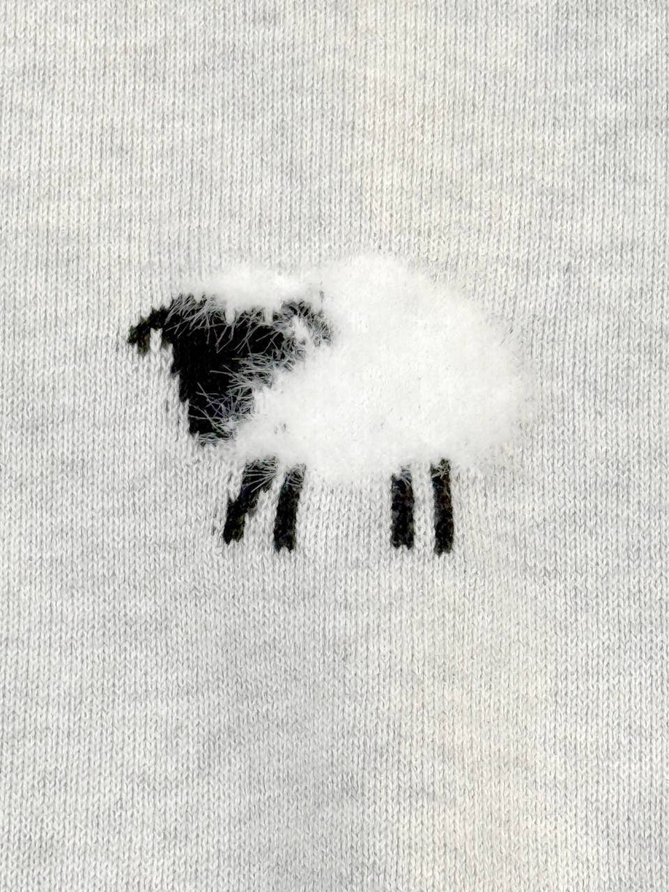 Furry Sheep Jacquard Sweater Knit Baby Jumpsuit (Organic): Pewter Grey Heather / 6-12M