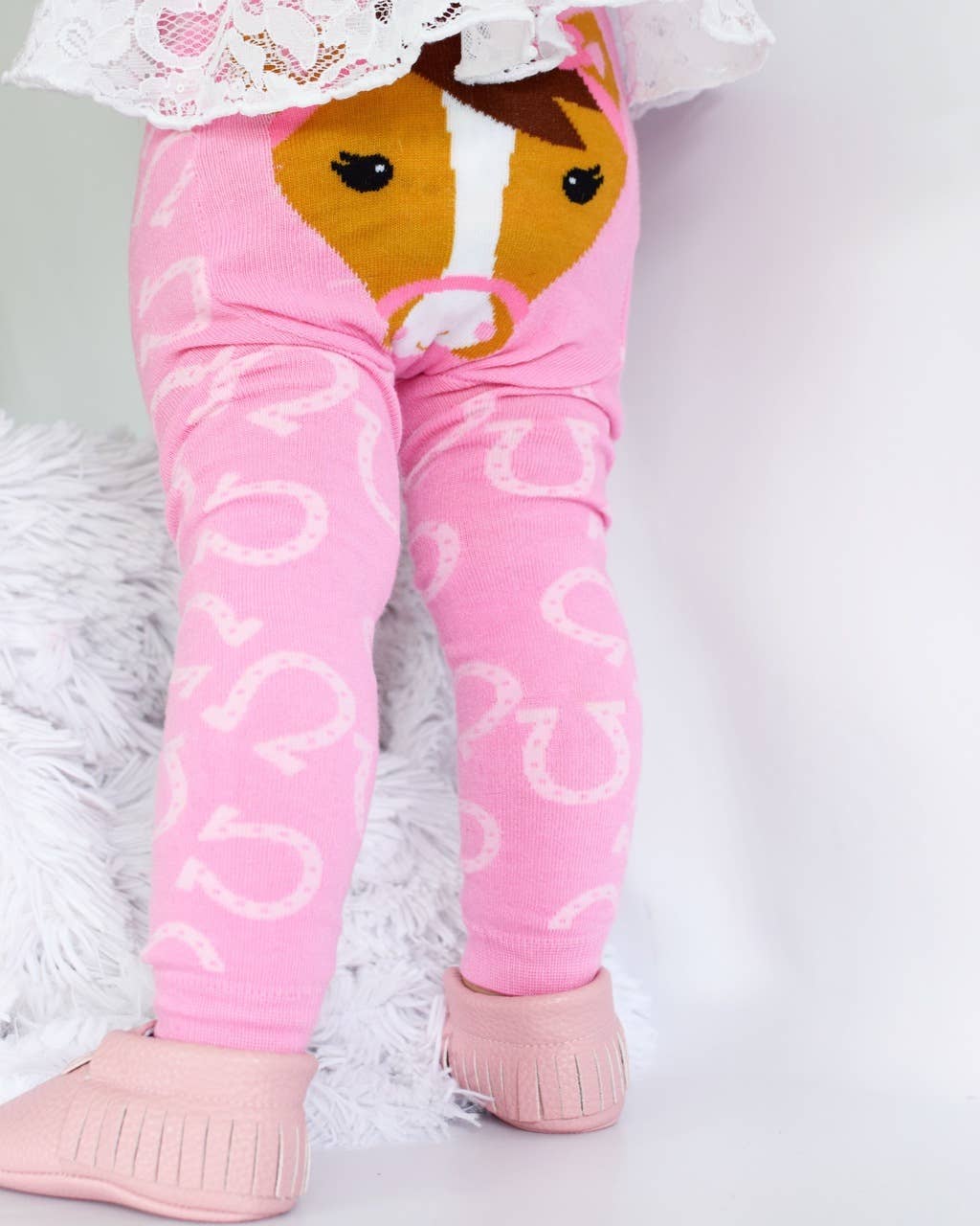 Pink Horse Leggings - Western Toddler and Baby Clothing: Medium 12 - 18 Months