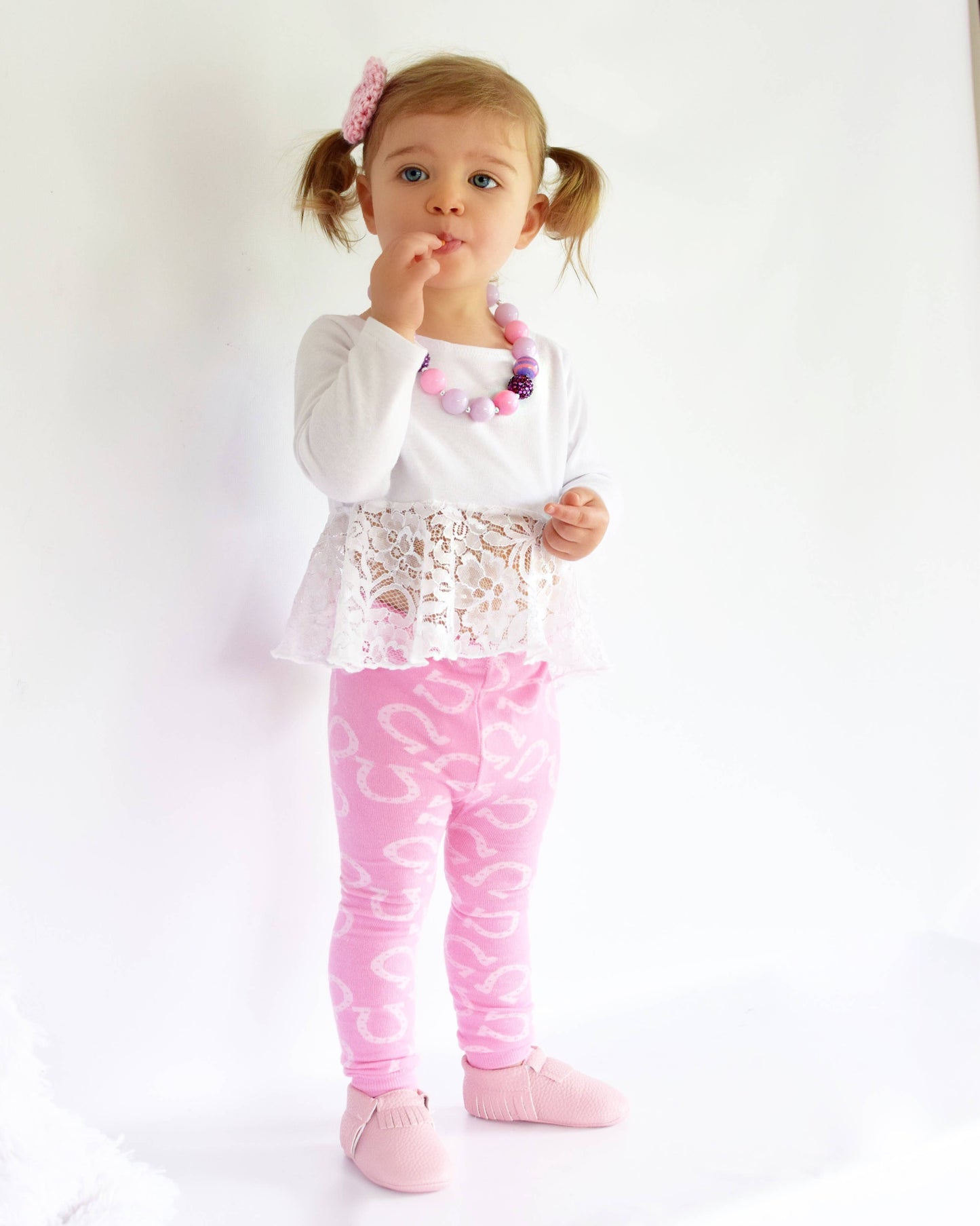 Pink Horse Leggings - Western Toddler and Baby Clothing: Medium 12 - 18 Months