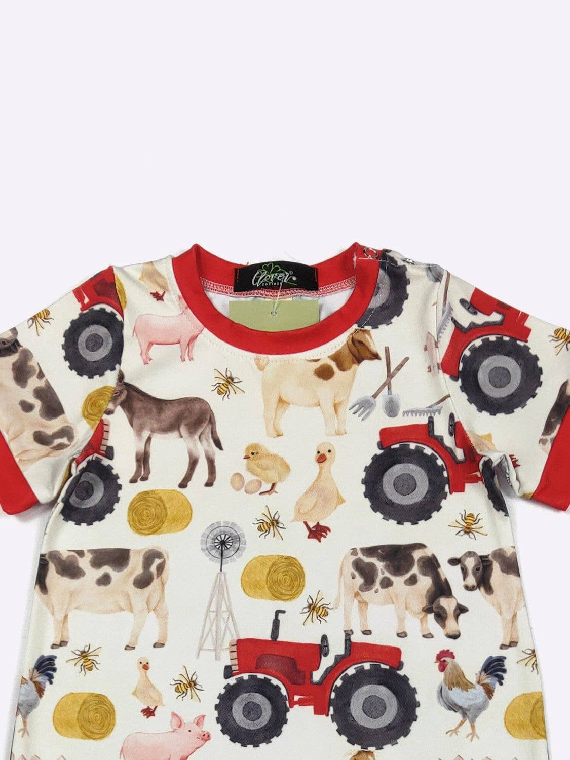 Red Farm Boy Romper: 6/12mo