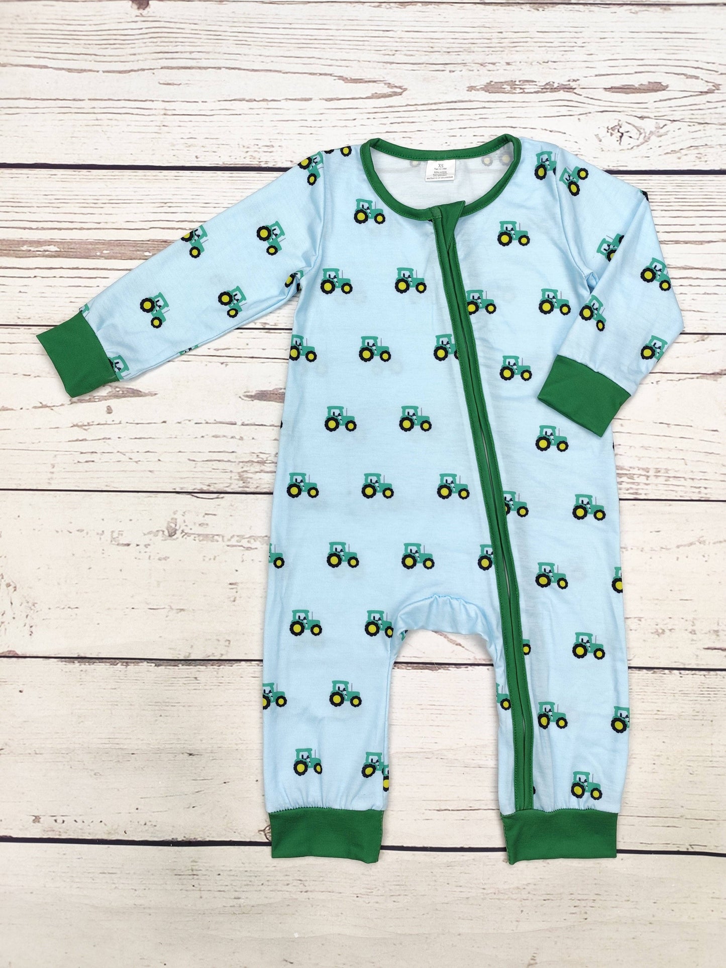 Boy Tractor Print  Zip Sleeper: 0-3M