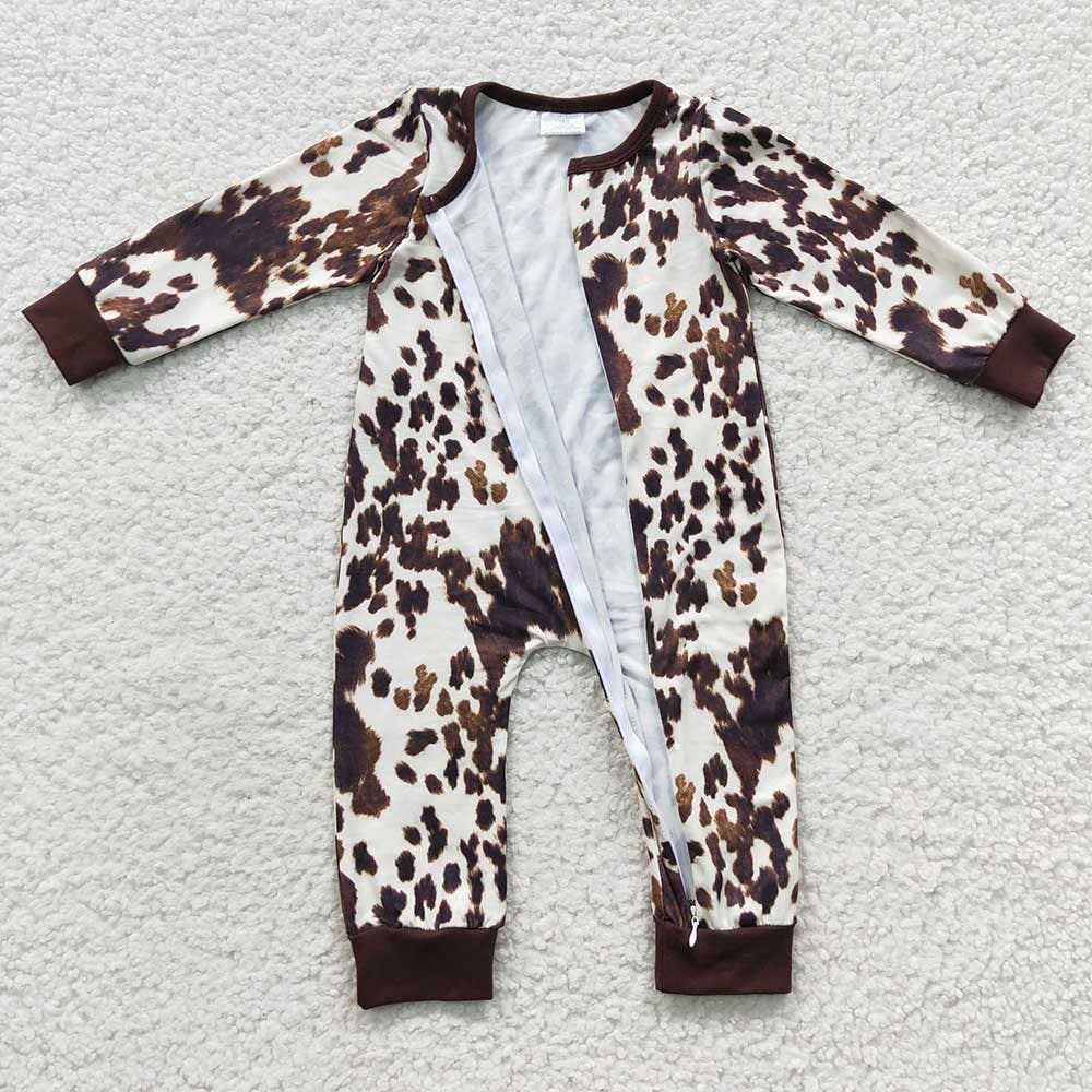 Baby Cowhide Zip Romper