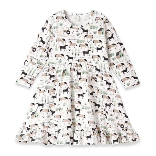 Horses Bamboo Twirl Dress: 6Y