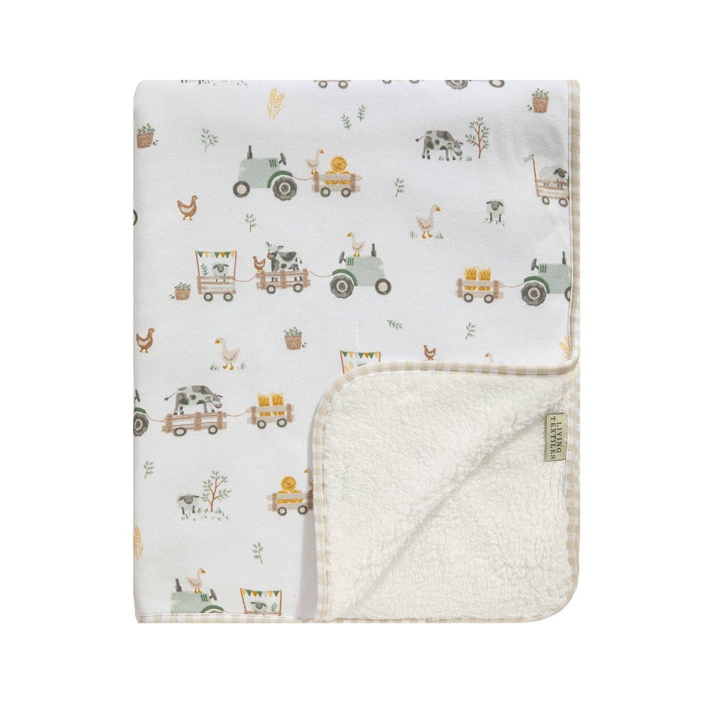 Premium Cotton Baby Blanket w/ Plush Lining | Tractor Ride