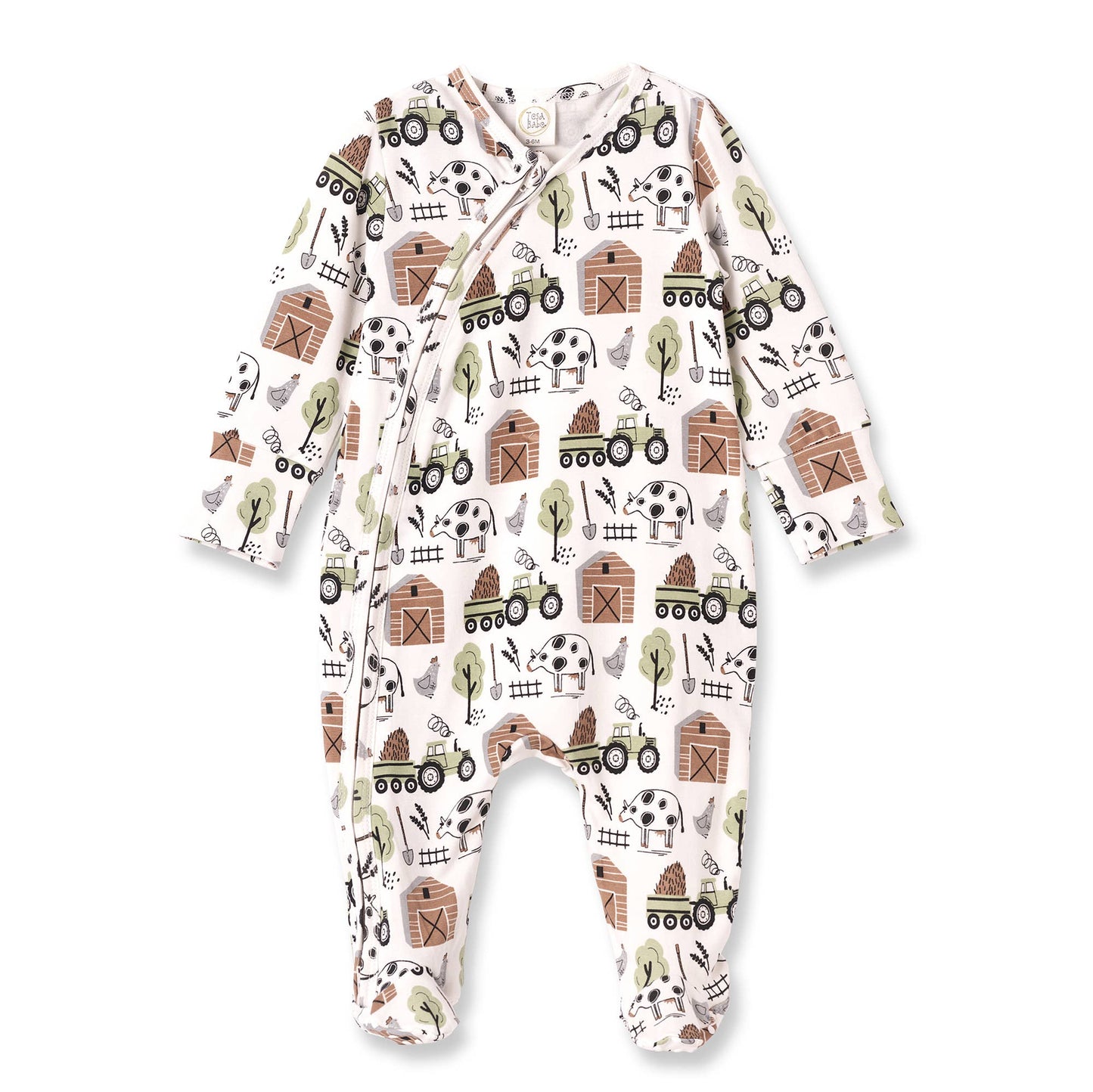 Barnyard Buddies Bamboo Zipper Romper: 6-9M