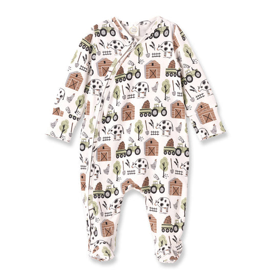 Barnyard Buddies Bamboo Zipper Romper: 6-9M
