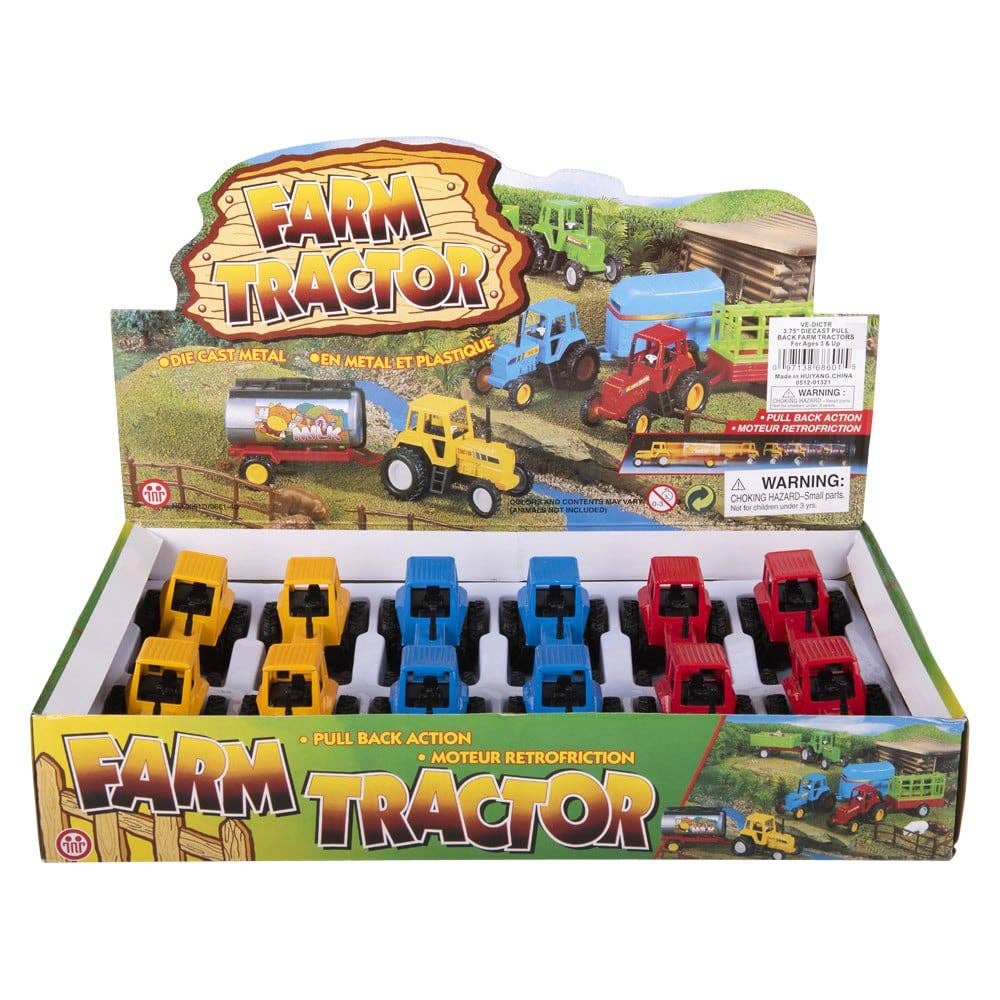 3.75" DIE-CAST PULL BACK FARM TRACTORS LLB Car Toys
