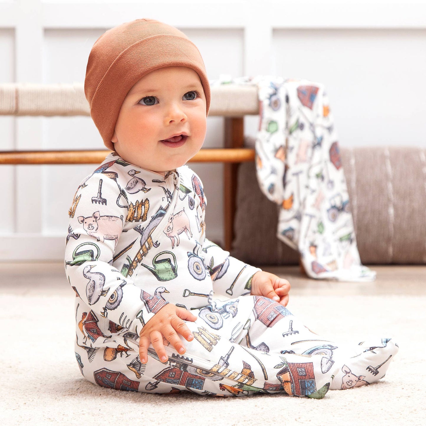 Farmer's Market Baby Zipper Romper Bamboo One-Piece