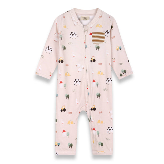 Farm Zipper Baby  Jumpsuit