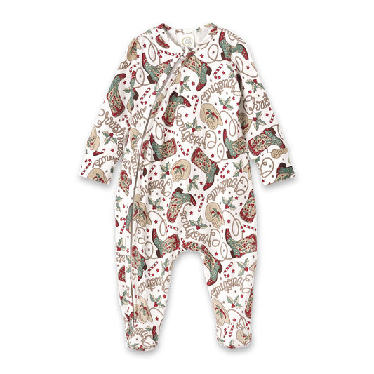 Western Christmas Family Matching Bamboo Pajamas - Cowboy: Romper Baby 12-18M