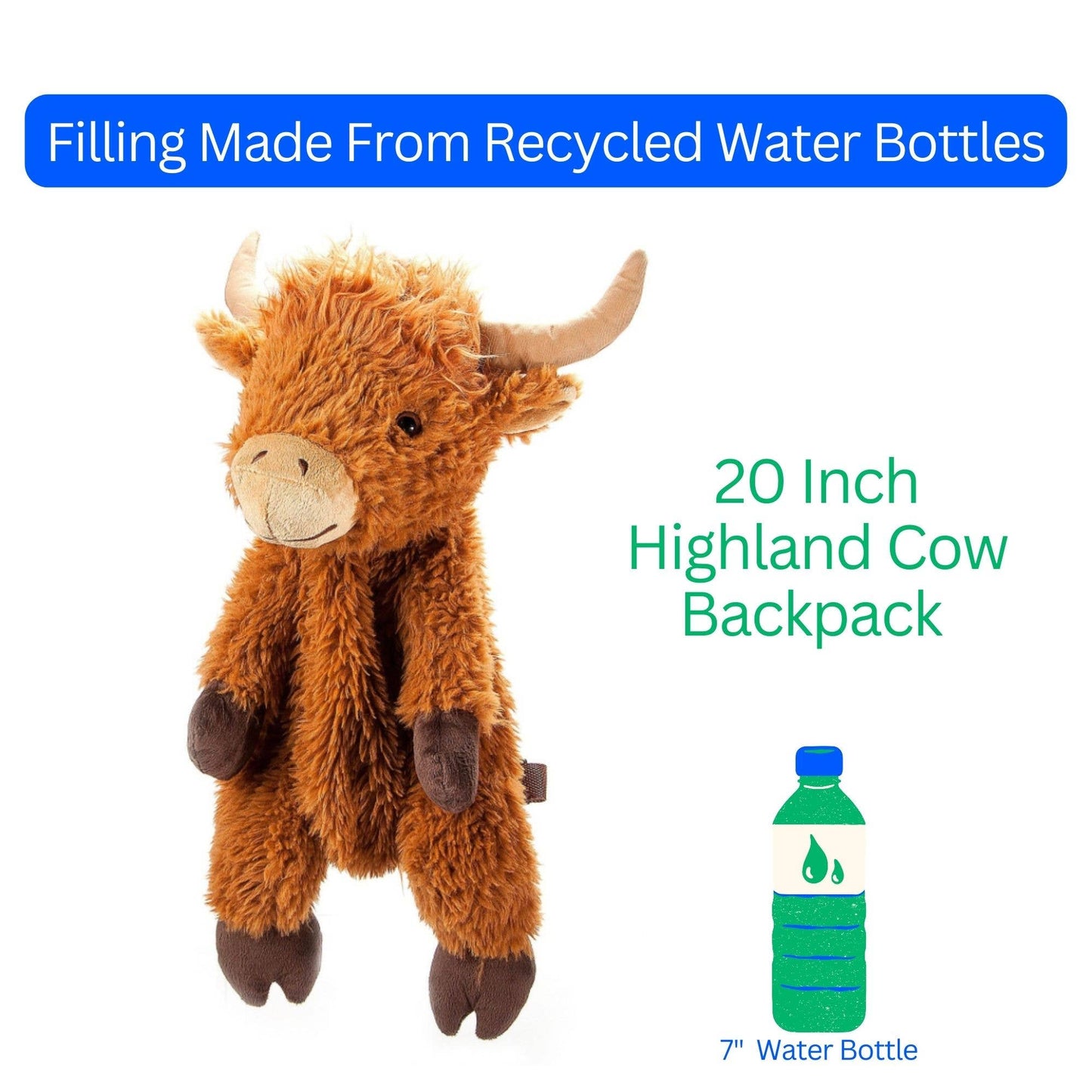Highland Cow 20" Plush Animal Backpack