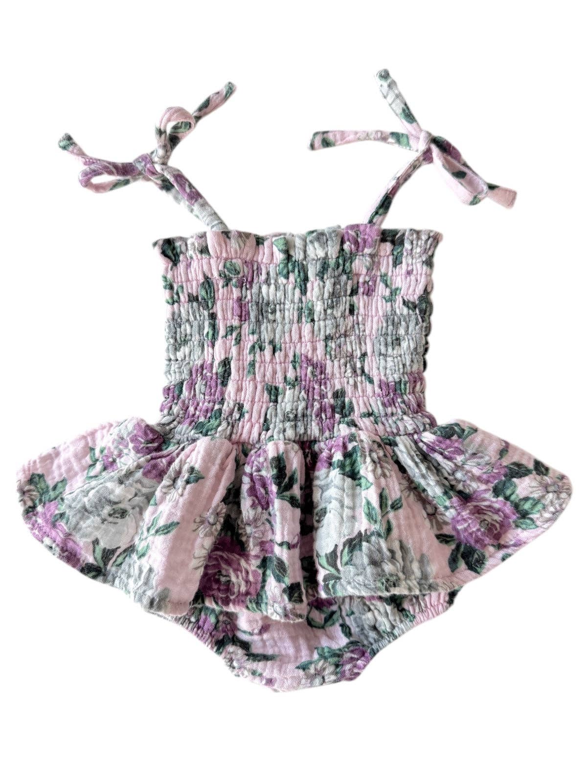 Muslin Smocked Bubble w/ Skirt, Blissful Blossoms