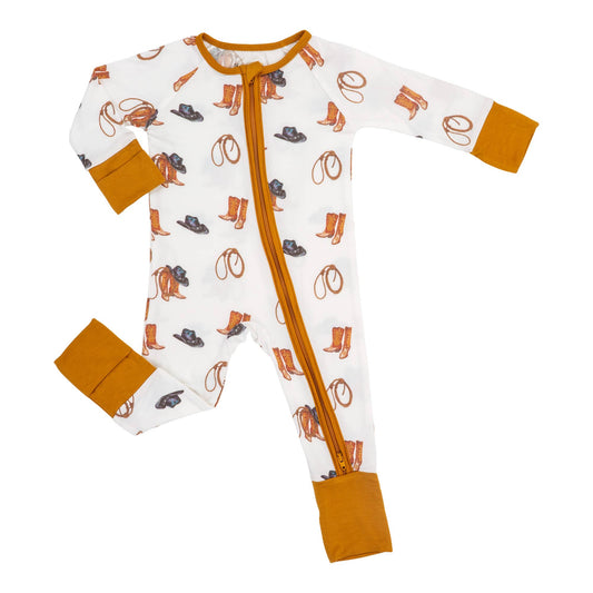 Life Is Better In Boots  Baby Bamboo Pajamas, 2-Way Zipper: 12-18 Months