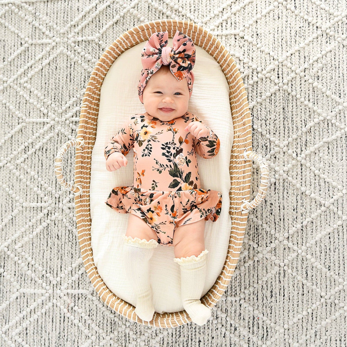 Flora Light Pink TUTU Bamboo Floral Baby Clothes Dress