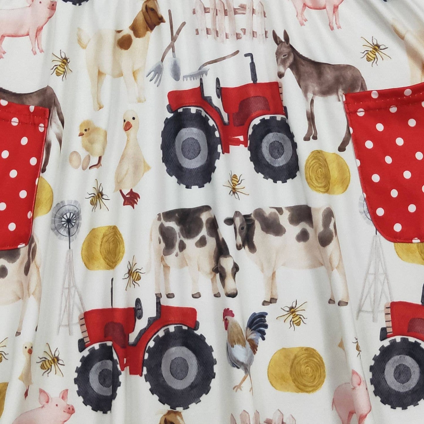 Red Tractor Farm Girls Dress: 3t