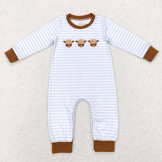 Baby Infants Highland Cow Western Long Sleeve Rompers
