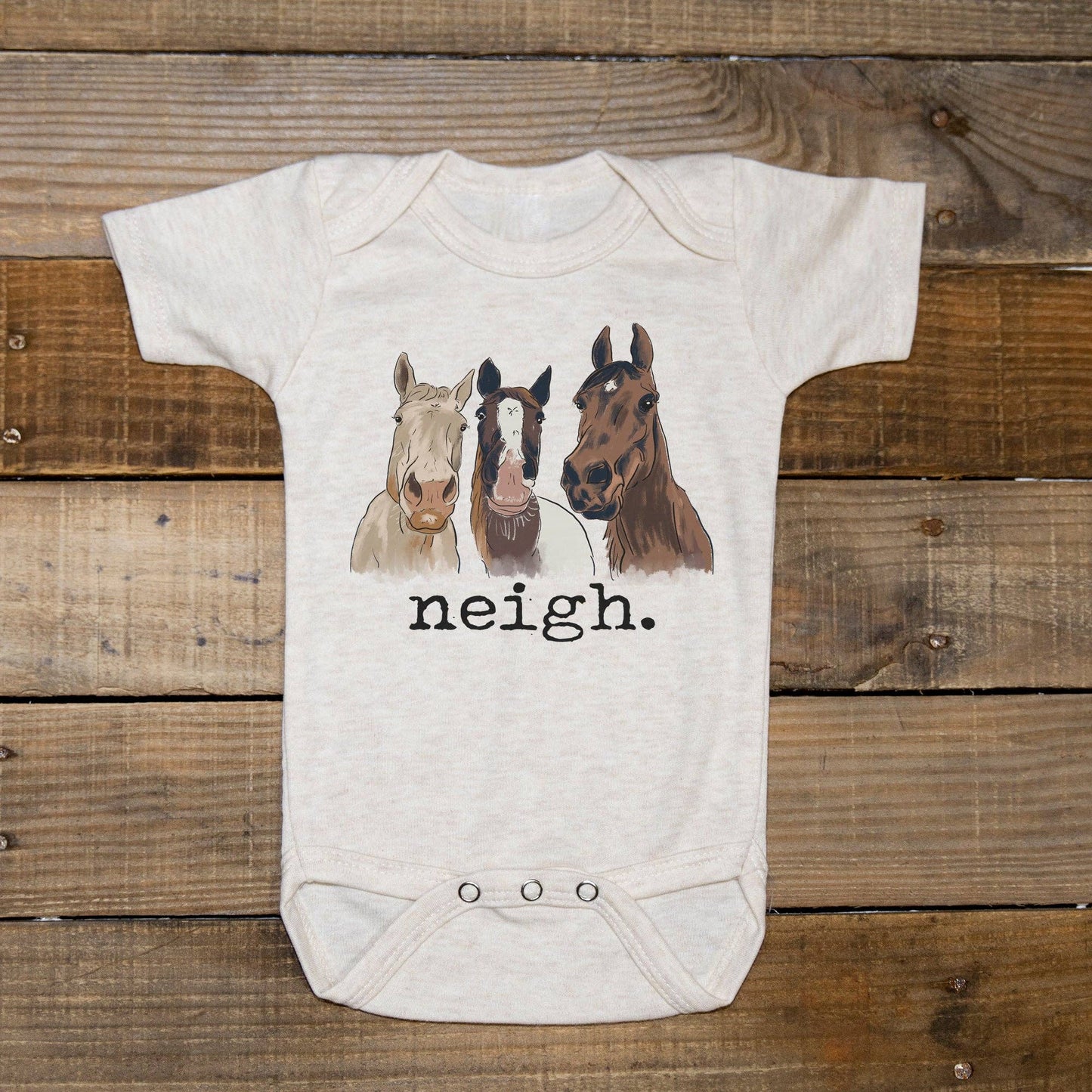 "Neigh" Horse Country Western Farm Baby Boy Girl Clothing: 0-3 months / Long sleeves