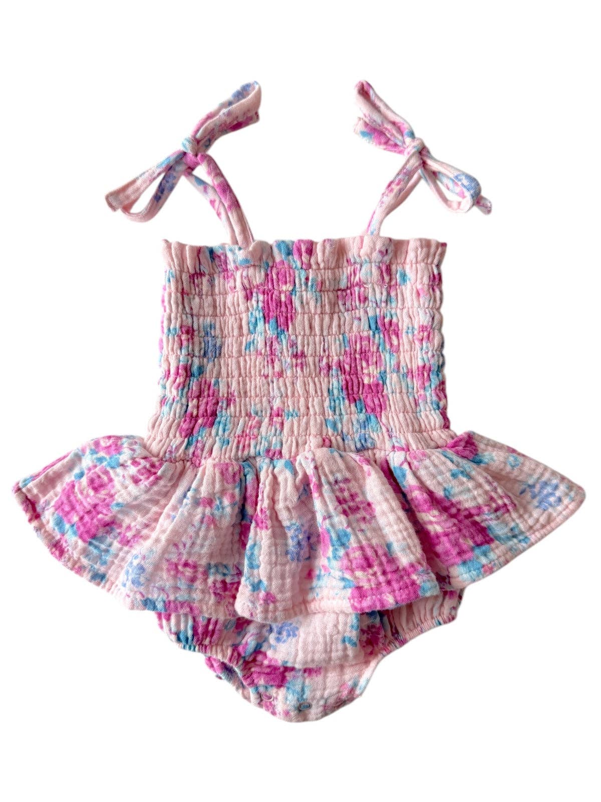 Muslin Smocked Bubble w/ Skirt, Garden Secrets