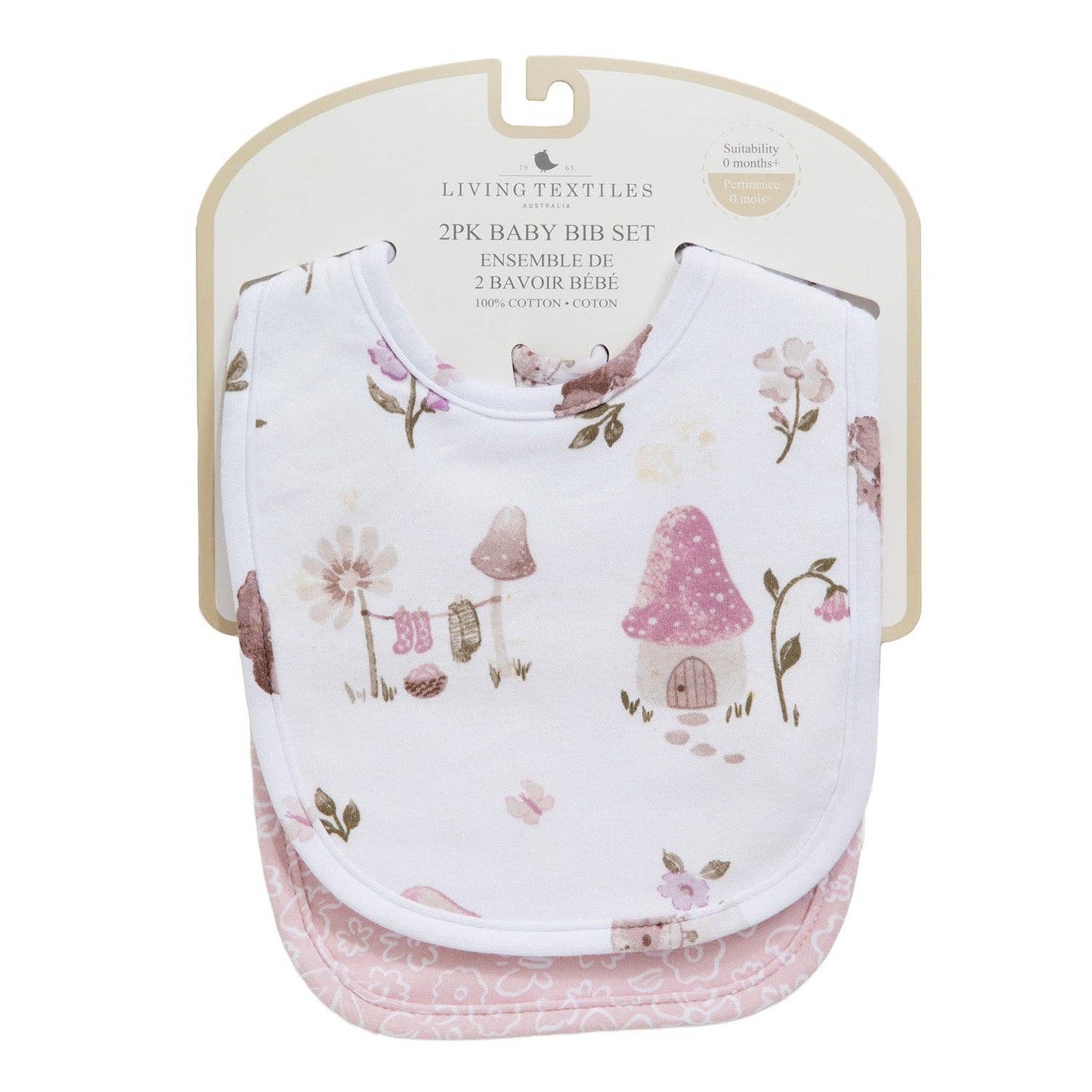 2pk Cotton Baby Bib Set | Mushroom House | Baby Accessories