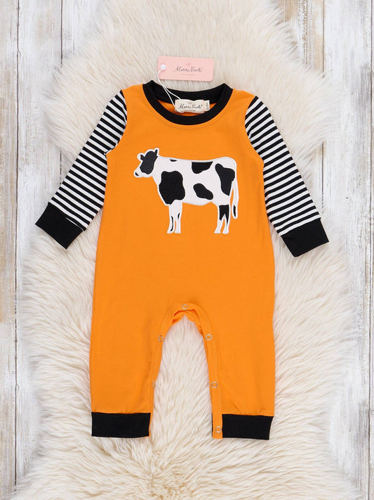 Embroidered Cow Romper