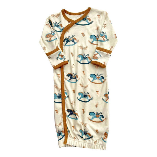 Organic Cotton Gown - Rocking Horse: 0-3